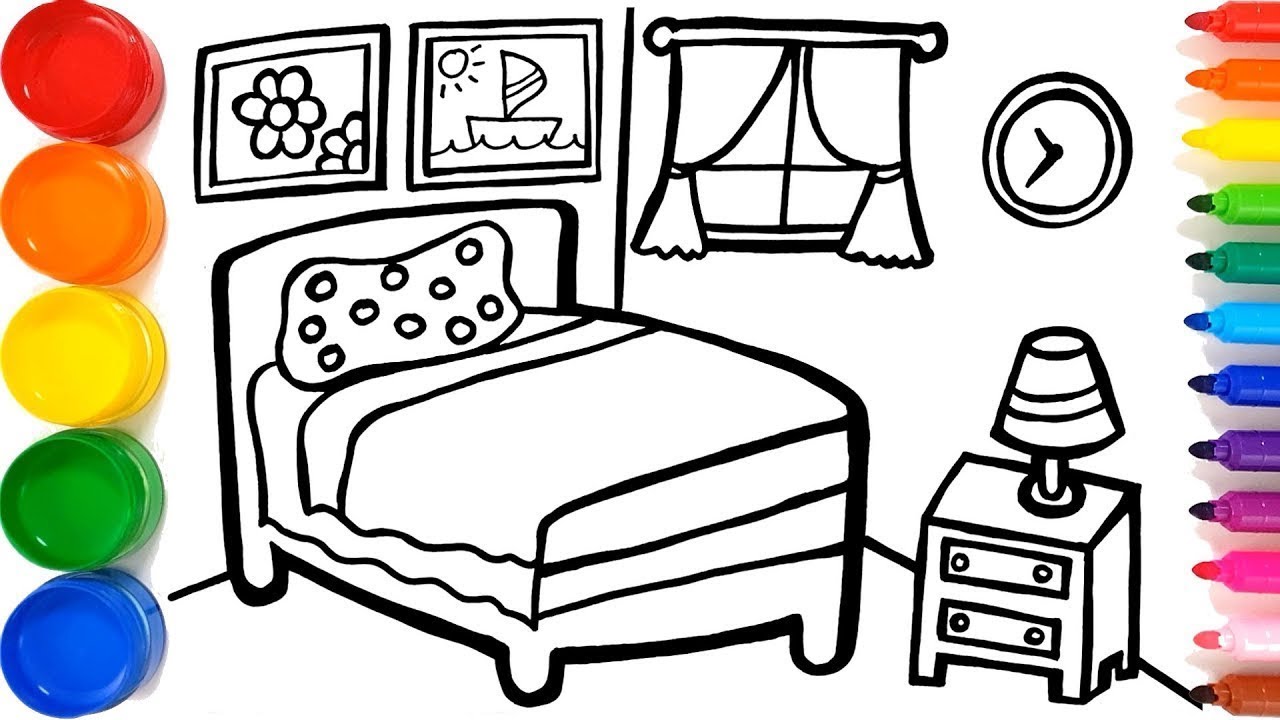 Hướng dẫn vẽ phòng ngủ  Vẽ tranh theo chủ đề  YouTube
